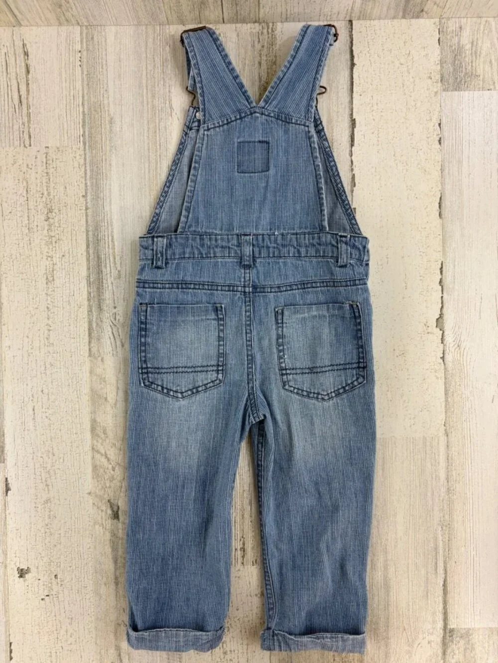 OshKosh B'gosh Sz 2T Vestbak Denim Railroad Stripe Overalls